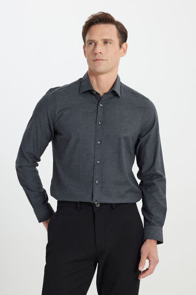ALTINYILDIZ CLASSICS Cămașă de flanel cu guler clasic, antracit, slim fit