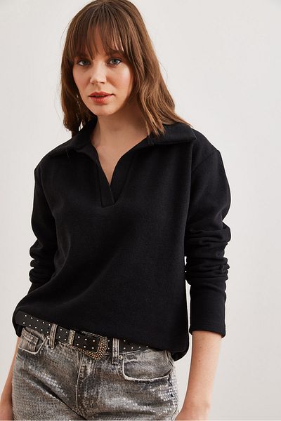 Olalook Dámská černá halenka Polo Neck Thessaloniki Blz- 19002810