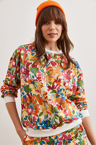 Olalook Colorful Floral Print Women's Sweatshirt - Soft and Loose Swt- 19000457