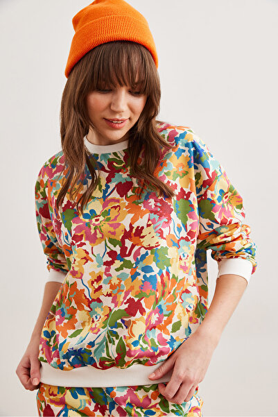 Olalook Colorful Floral Print Women's Sweatshirt - Soft and Loose Swt- 19000457