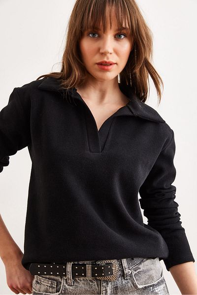 Olalook Dámská černá halenka Polo Neck Thessaloniki Blz- 19002810