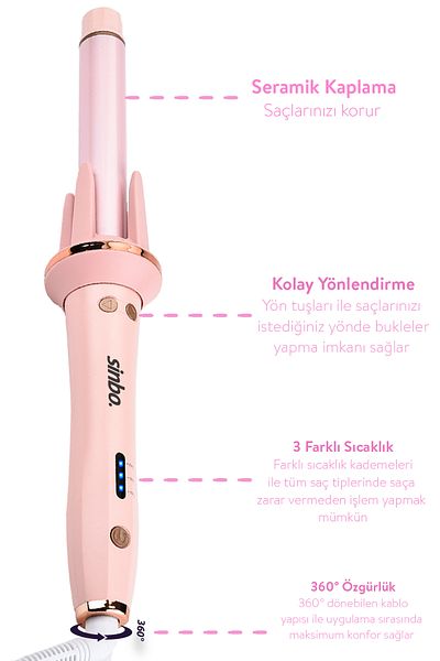 Sinbo 25mm Extra Long Head Professional Automatic Hair Curling Iron - Shd-1709