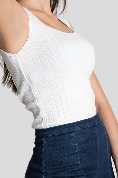 Butik Γυναικείο φανελάκι με χοντρό λουράκι Λεπτό καλοκαιρινό πλεκτό με τετράγωνο λαιμόκοψη