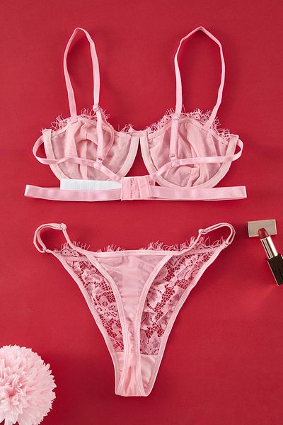 Trendyol Collection Dusty Rose Lace String Strap Shovel Bow Set – THMAW23CC00013