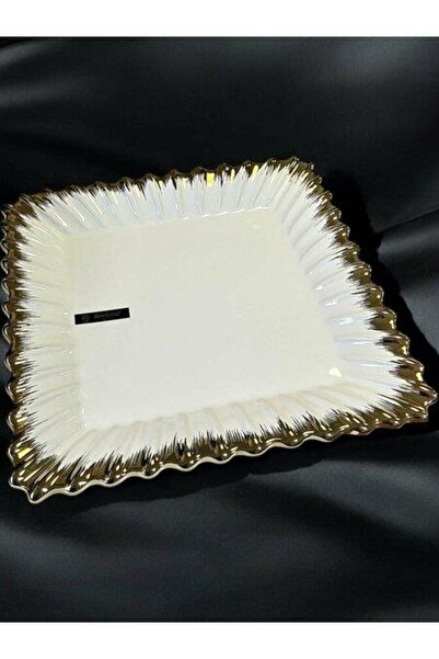 ROY KING طبق تقديم مربع ذهبي من لاين جولد 27 سم GBS 004