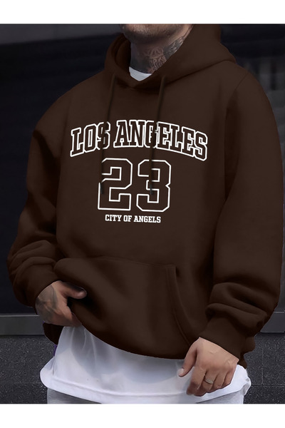 Lider Leather Hanorac oversize cu glugă imprimat