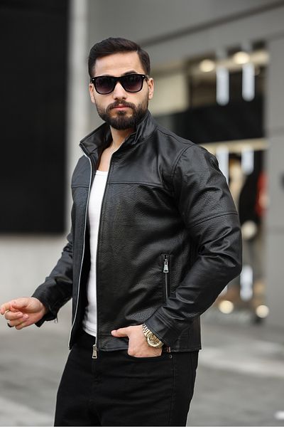 BOYS MANS Ανδρικό Δερμάτινο Παλτό Χειμερινό Παλτό Δερμάτινο Μπουφάν