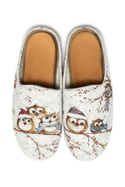 Twigy Papuci de casă pentru femei Grey Owls - Mărimea 36/41