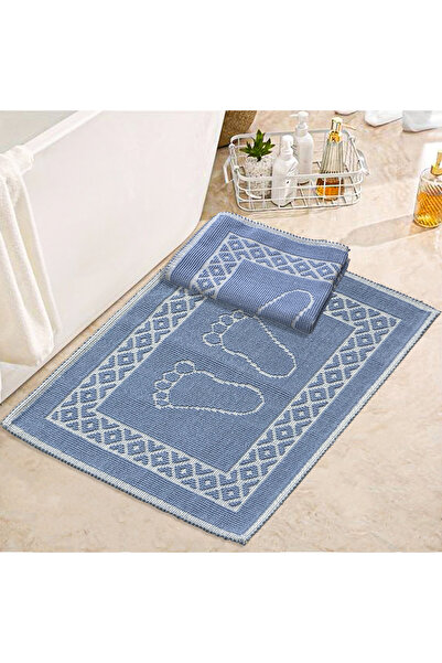 Teksev Soffy Cotton Blue & Blue Σετ 2 Χαλάκια Μπάνιου 100% Βαμβακερά Χαλάκια ...
