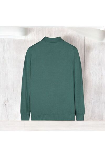 Sarar İnterview Sarar Polo Yaka %100 Pamuk Dokulu Petrol Yeşil Triko Kazak