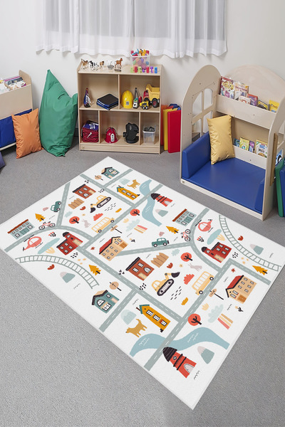 YTR HOME Dijital Baskı Yıkanabilir Kaymaz Taban Dekoratif Leke Tutmaz Kolay T...