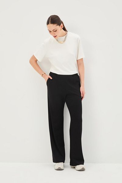 Allyco Flat Cut Comfortable Fit Knitted Trousers with Elastic Waist