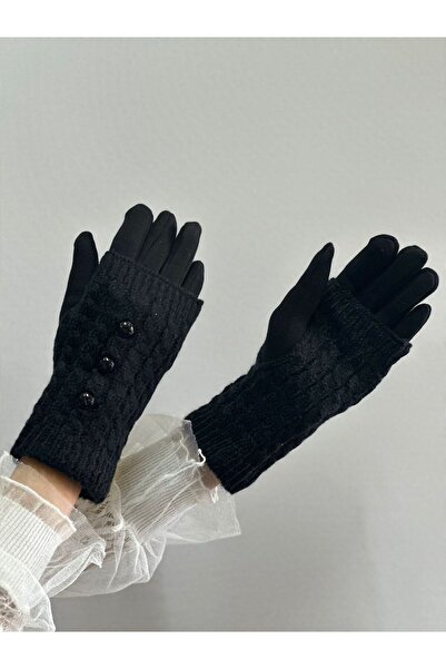 Gönülden Tasarım ТРИКО І КАШМІР ДИЗАЙН ЖІНОЧІ РУКАВИЧКИ З ДЕТАЛЯМИ ГУДЗИЧКАМИ