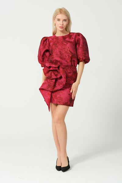 eva clothing Kadın Balon Kol Jakarlı Bluz 1234762eva-1