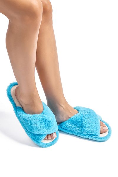 Twigy Papuci de casă damă Cross Plush Albastru 36/41