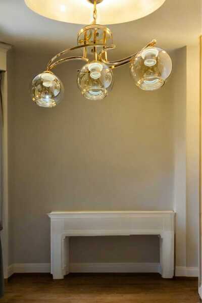 ayışığı Modern Tasarım Gold Metal Gövde 3 Lü Bal Camlı Avize