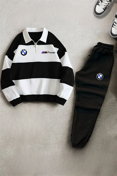 NewCabin Σετ αθλητικής φόρμας BMW Printed New Season Polo Collar - Μισό φερμουάρ, Χειμερινό σετ 3 νημάτων