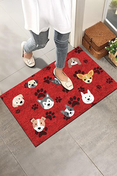 Monnhein سجادة باب حديثة وأنيقة - للاستخدام المنزلي والمكتبي والخارجي (Red P)