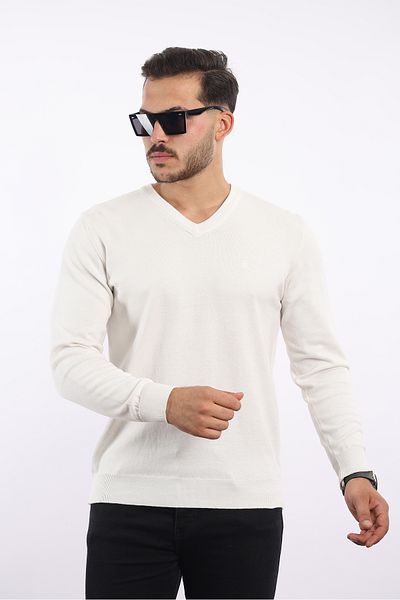 rugatchi 100% Cotton Non-Pilling Standard Fit Regular Cut V-Neck Knitwear Sweater