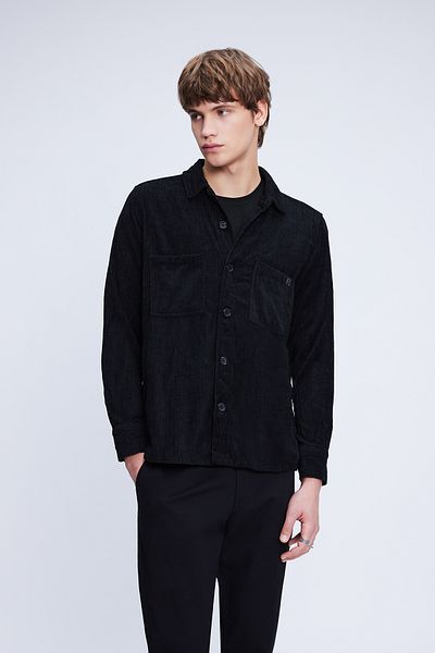 Hatemoğlu Μαύρο σακάκι Comfort Fit Μακρυμάνικο Κοτλέ πουκάμισο