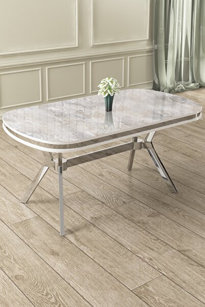 Canisa Jita Serisi 90x168 Lak Panel Krom Ayak Rampla Gri Renk Mutfak Masası