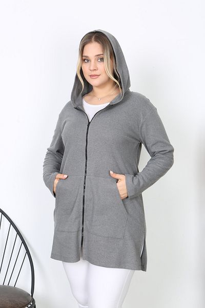 ESPİNA Plus Size Soft Quality Tunic with Pockets and Zipper