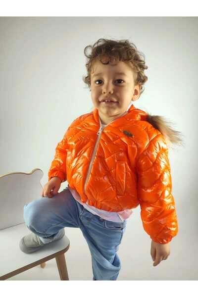 GAMZEAKKUŞ Furry Hooded Unisex Children's Inflatable Coat