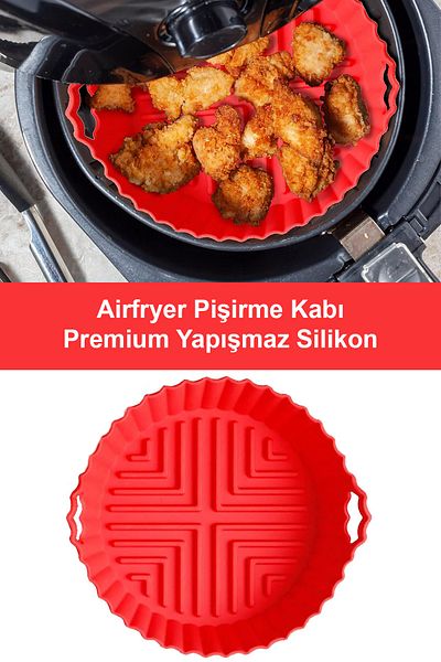 Fesya Home Airfryer Silicone Cooking Bowl - Red - Compatible with All Airfryers