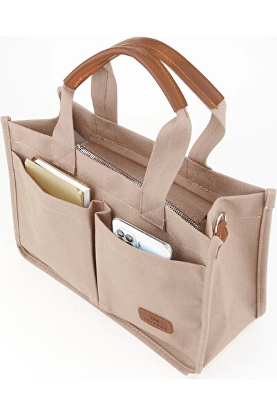 Vera çanta Kadın Kanvas The Tote Bag Cepli El Kol Omuz Çantası