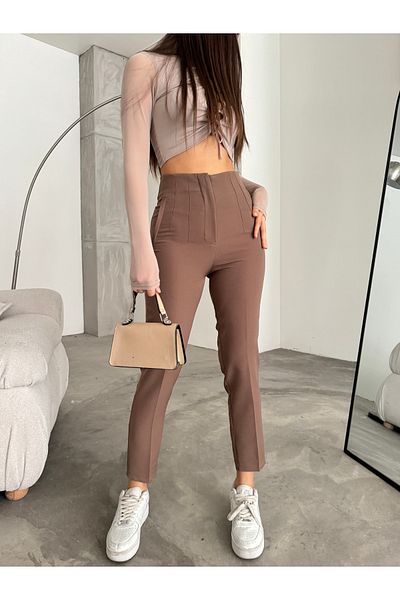 BİKELİFE Damenhose aus Stoff mit hoher Taille und schmalem Bein