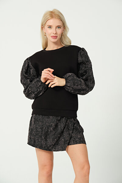 eva clothing بلوزة جاكار بأكمام بالونية نسائية 1234764 إيفا-1