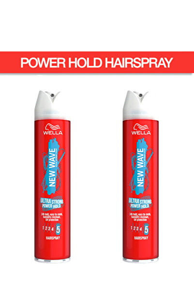 Wella بخاخ الشعر New Wave HS NW US Power Hold سعة 250 مل - عبوة من قطعتين