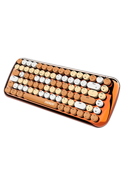 Everest KB-BT09 PARRY Renkli Tuşlu Turuncu Bluetooth+2.4Ghz Q Yuvarlak Tuşlu Mekanik Klavye Kablosuz