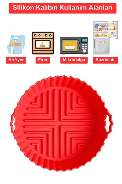 Fesya Home 2Pcs Silicone Cooking Bowl for Airfryer - Red & Black, Compatible