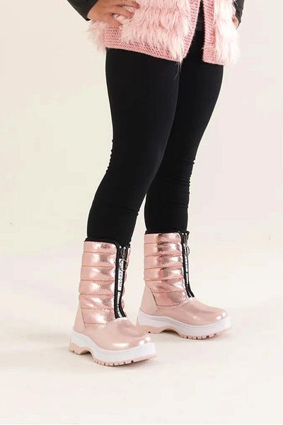 Papuçsepeti Arzn-3394 Model Girl's Boots - Shoe Basket, Velcro Αντιολισθητική σόλα