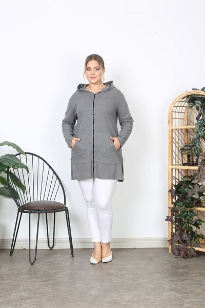 ESPİNA Plus Size Soft Quality Tunic with Pockets and Zipper