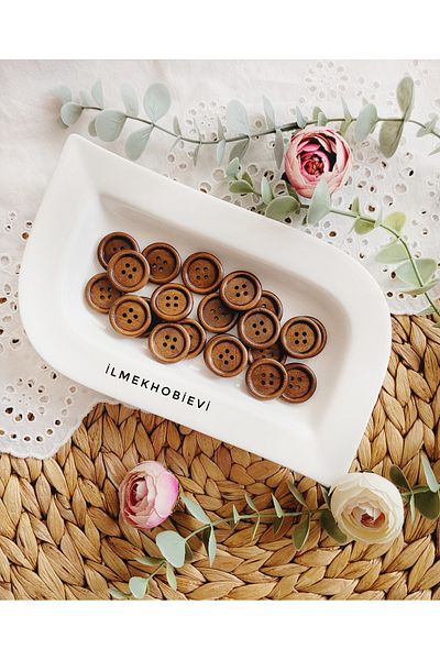 ilmekhobievi Wooden Button Material and Dimensions for Coffee 22mm 10 Pieces