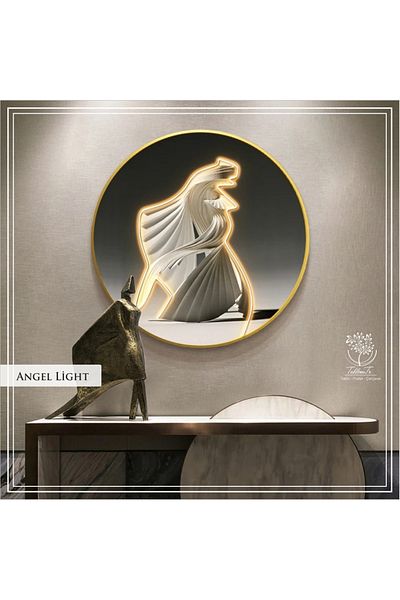 Tablomtr Masă rotundă din sticlă reală cu cadru metalic Angel Light Single Table