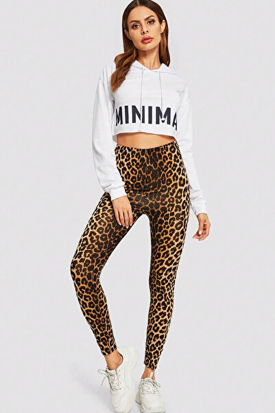 Imoda Γυναικείο ελαστικό κολάν με λεπτή εφαρμογή με ψηλόμεσο στάμπα λεοπάρ