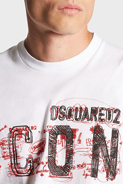 DSquared2 Baskılı % 100 Pamuk Regular Fit Bisiklet Yaka T Shirt Erkek T SHİRT S79GC0084 S23009 100