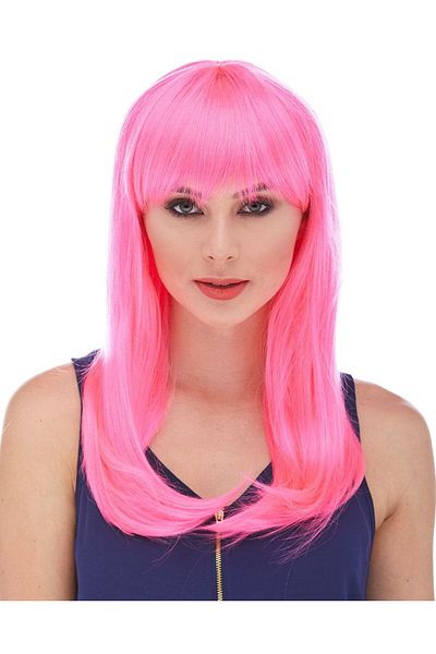 Drop Deposu Candy Pink Dark Pink Color Long Straight Party Wig (4172)