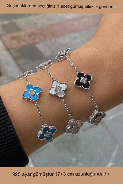 Erer Gümüş Gümüş taşlı yonca model bileklik nz562d32