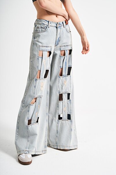 tw3 Denim cu design Palazzo Fit cu detaliu pentru fereastră