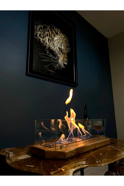 Trihome Doğal Ceviz Luxury Masaüstü Bioethanol Şömine