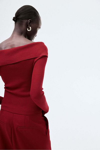 H&M Rib-knit off-the-shoulder top