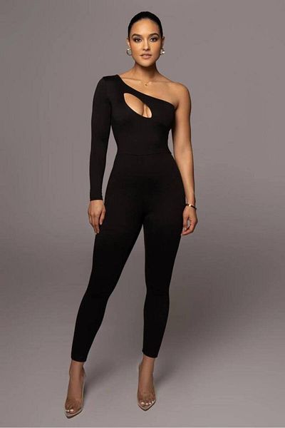 hipnoz butik Single Sleeve Drop Low-Cut Women's Jumpsuit