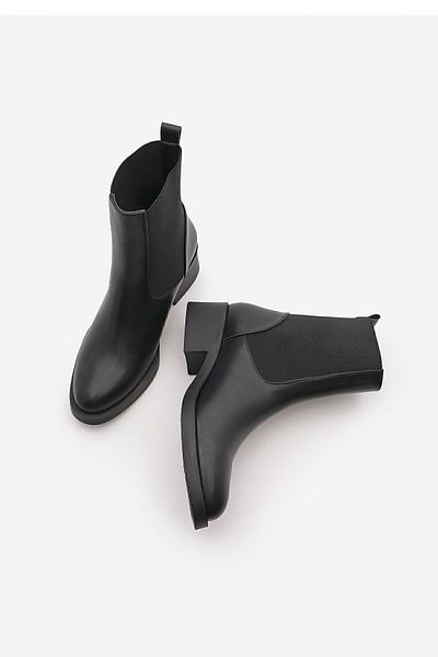Marjin Damen Stiefeletten mit elastischem Seitenband Tunles Schwarz