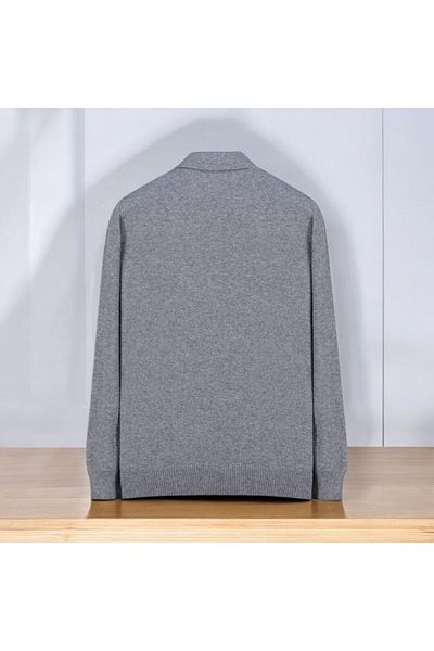 Sarar Pulover din tricotaje gri din lână extrafină cu guler polo