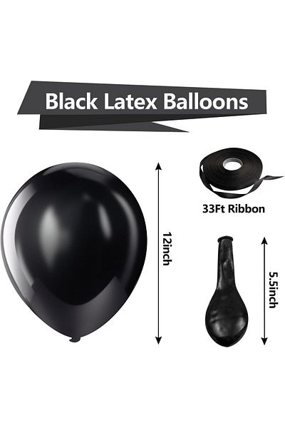 Home Zone 100 Pack 12 inch Round Helium Balloons for Black Themed