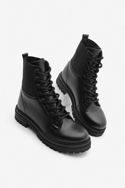 Marjin Women's Elastic Boots with Serrated Sole Laces Nigora black